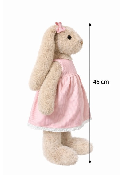 Elbiseli Beyaz Tavşan Peluş Oyuncak 45 Cm Kahverengi