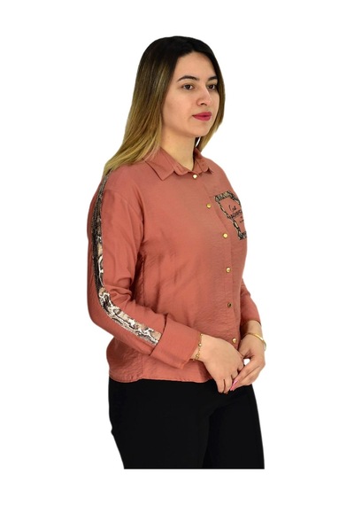 Baglan Kadın Kol Omuz Işlemeli Gömlek B6395 Bgl-st02545 Kıremıt