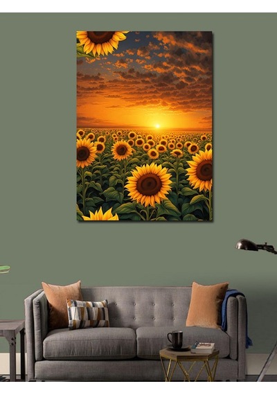 Kanvas Tablo Ay Çiçeği Tarlası 70cmx100cm