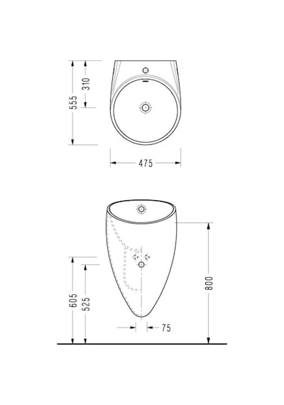 Serel - Amphora Asma Monoblok Lavabo Beyaz Batarya Dahil - An37tds110htk Diğer