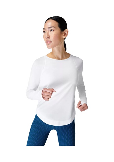 Sweaty Betty Sweaty Betty Breathe Easy Long Sleeve Top Kadın Beyaz Tişört Wht Beyaz