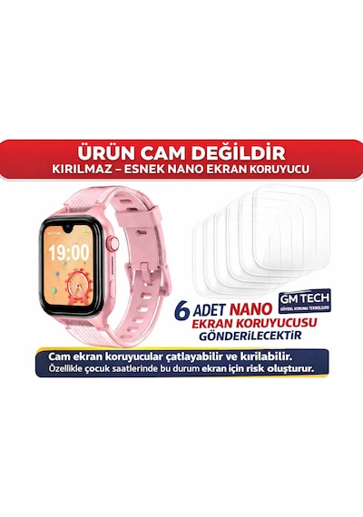 Ttec Kido Pro Akıllı Saat Nano Esnek Ekran Koruyucu 6 Adet Cam Değildir, Kırılmaz, Tam Uyum