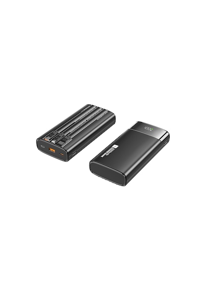 Cepini Cp-02 20.000mah 22.5w Süper Hızlı Şarj Powerbank - Dahili 3'ü 1 Arada Kablolu Ve Dijital Göstergeli Siyah