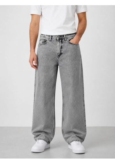 Classics Men Black Wood Denim Erkek Baggy Jean Pantolon 7748 Gri