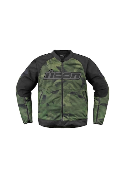 Icon Overlord 3 Mesh Camo Korumalı Motosiklet Montu Siyah Yeşil