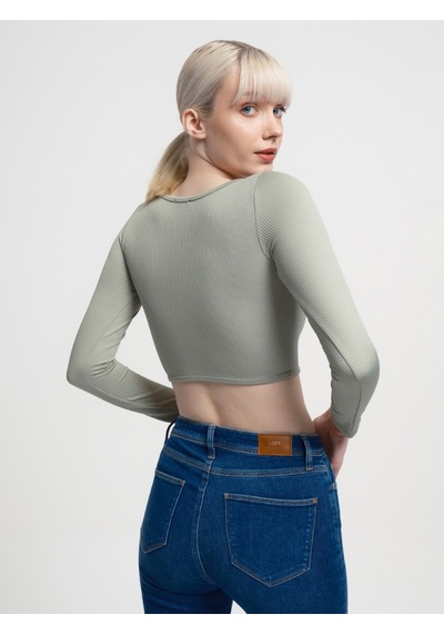 Crop Kadın Tshirt U.kol Mint Yeşili
