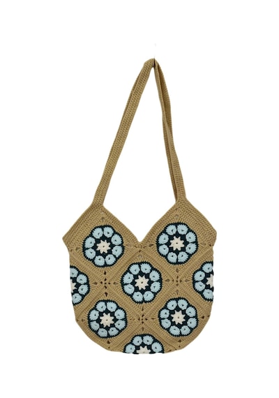 Baglan El Örgüsü Motif Desenli İçi Astarlı Omuz Çanta Bgl-st04725 Bej
