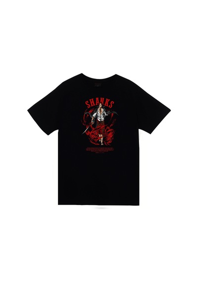 One Piece Shanks - Anime Baskılı Unisex %100 Pamuk T-shirt SIYAH