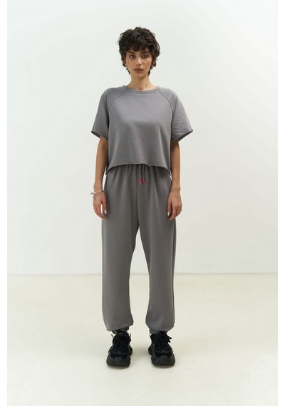 Mai Collection Mai Studios Co. Vero Duman Crop Eşofman Takım Füme