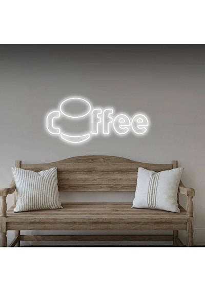 Coffee Yazılı Neon Tabela Beyaz