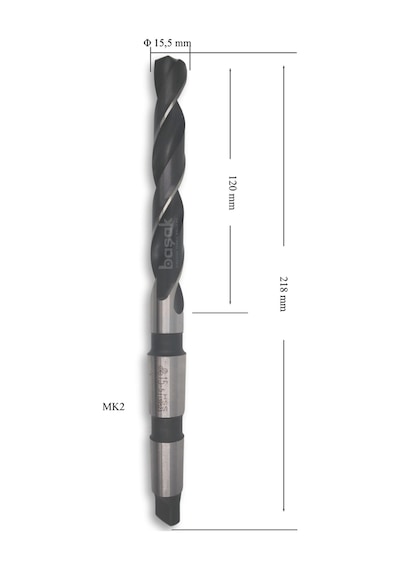 MTE 15,5 mm Mors Konik Saplı Matkap Ucu HSS (DIN 345)