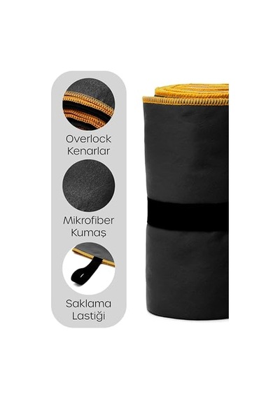 Telvesse Unisex Mikrofiber Plaj Havlusu 80x130 Cm Yumuşak Dokulu Deniz Banyo Sporcu Havlusu Large Boy Siyah Açık Bej