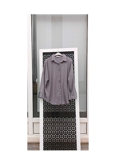 Çınar Boutique Bürümcük Gömlek Gri Gri