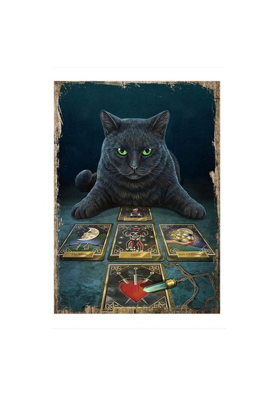 Bedeko Tarot Falı Bakan Kedi Art Mdf Poster 25 Cm X 35 Cm