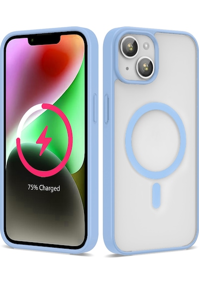 Apple Uyumlu iPhone 13 Kılıf Magsafe Wireless Şarj Özellikli Silikon Tchs Ege Kapak - Açık Mavi Açik Mavi