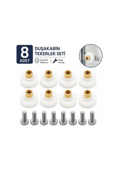 Banyo Duşakabin Tekerleri 8 Adet Takım 1.kalite Beyaz
