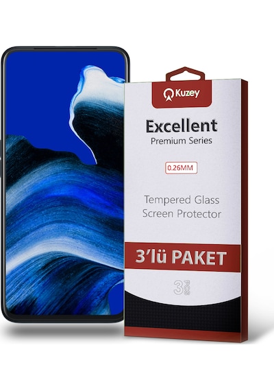 Oppo Reno 2 Z ile Uyumlu Kırılmaz Cam Ekran Koruyucu Ekonomik 3'lü Paket