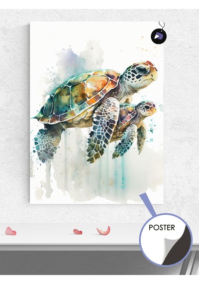Caretta Kaplumbağaları Hayvan Poster - Afiş - Dekoratif Duvar Posteri