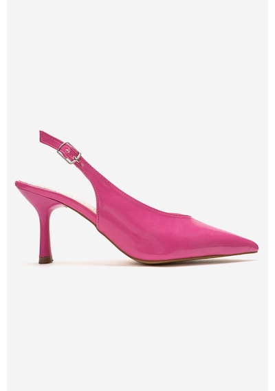 Esatsani Şeker Pembe Rugan Arka Açık 9 Cm İnce Topuklu Özel Günler Davet Stiletto Kadın Ayakkabı Pembe Rugan