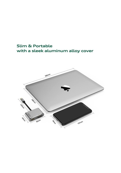 Usb 3.1 Type-C To 4K Hdmi + Vga Çevirici Adaptör Kablo Apple Uyumlu MacBook