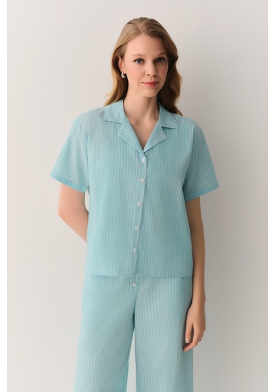 Suwen Minty Gömlek Yaka Pijama Takımı Sh26544660b1141 Yeşil