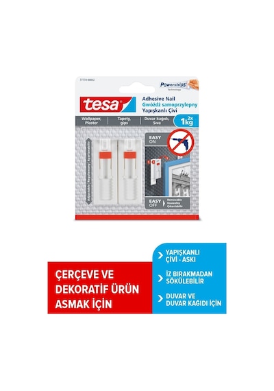 Yapışkanlı Askı - Çivi, İz Bırakmadan Sökülebilir, Duvar Ve Duvar Kağıdı İçin, 1 Kg X 2 Adet Diğer