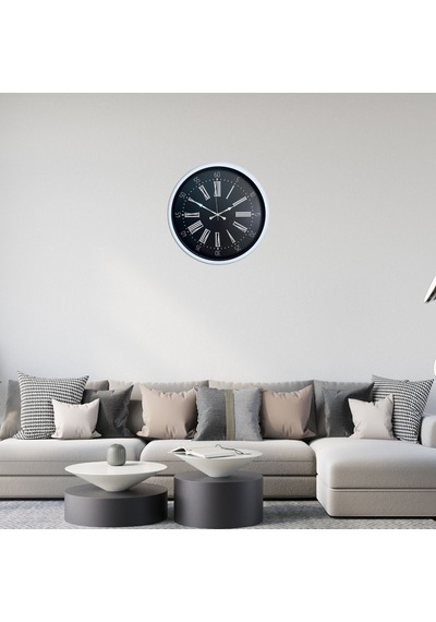 Beyaz Elegant Tasarım 52 Cm Metal Duvar Saati