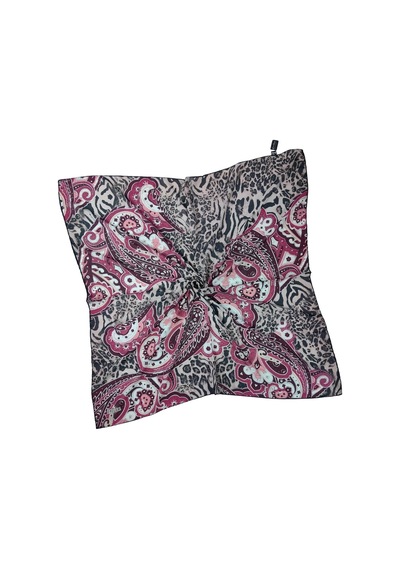 Mim Eşarp Emilya Fres Krep Leopar Desenli Eşarp 90x90 Cm Gri - Bordo