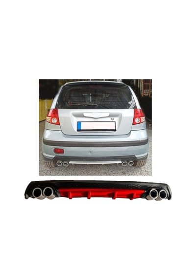 Hyundai Getz Makyajsız Uyumlu Body Kit Difüzör 4 Çıkış Yuvarlak Kırmızı