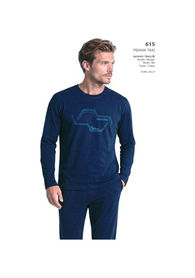 Pierre Cardin 6151 Erkek Uzun Kollu Bisiklet Yaka Pijama Takımı -lacivert