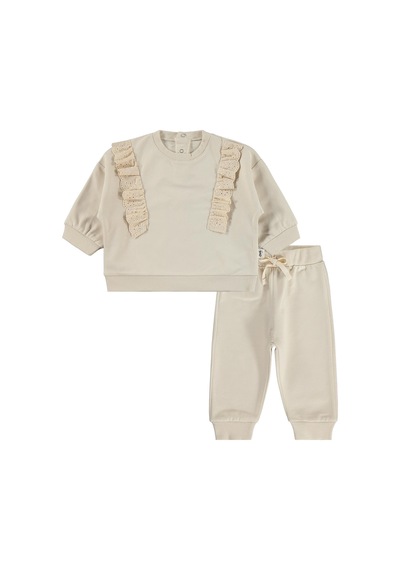 Civil Baby Fırfırlı Basic 6-18 Ay Takım - Bej Taş Rengi
