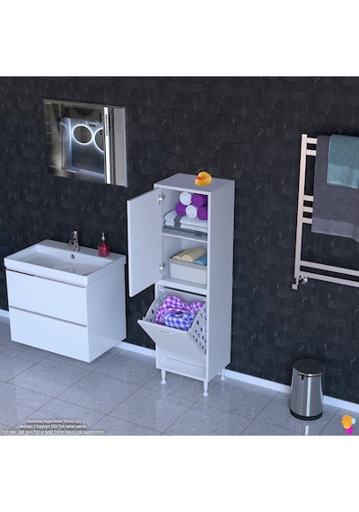 Modilayn İlkim 45 X 138 X 32,5 Cm' Lik Kapak İçi Çift Raflı, Tek Göz Akıllı Çamaşır Sepetli Dolap Beyaz Modilayn İlkim 45 X 138 X 32,5 Cm' Lik Kapak İçi Çift Raflı, Tek Göz Akıllı Çamaşır Sepetli Dolap Beyaz