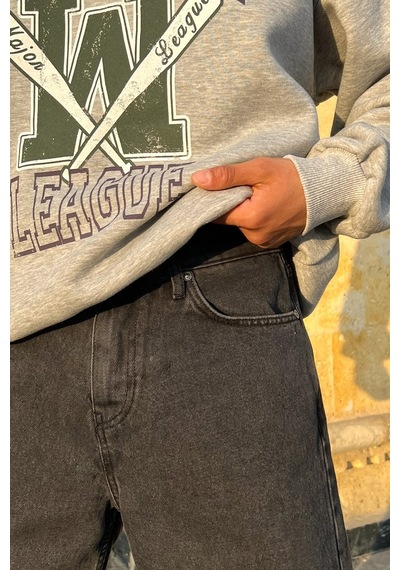 Flaw Basic Kar Yıkama Baggy Jean Siyah Siyah