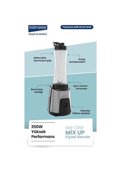Goldmaster GM-7259 Mix Up 250 W Kişisel Smoothie Blender