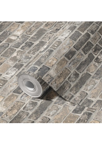 Roka 23104-3 Taş Desenli Kahverengi Duvar Kağıdı 16,5 M2