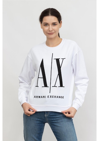 Armani Exchange Armani Logo Baskılı Kadın Sweat Beyaz