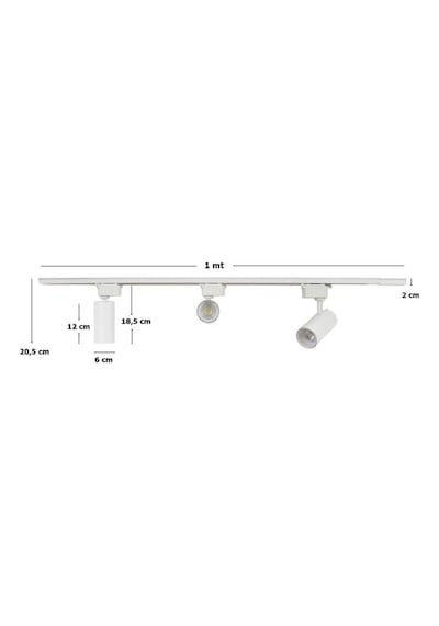 Mini Ray Spot 3'lü Set Gu-10 Duylu Beyaz Kasa Sarı Işık 3 Spot Lamba + 1 Mt Ray + 3 Gün Işığı Gu10 Led Ampul