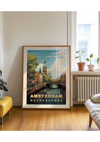Çerçevesiz Poster Amsterdam In İkonik Kanalları