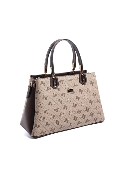 Silver Polo Sp1253 Kadın El Çantası Monogram Koyu Bej-kahve