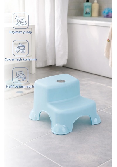 Babyjem Kaydırmaz Bebek Katlı Basamağı Soft Mavi