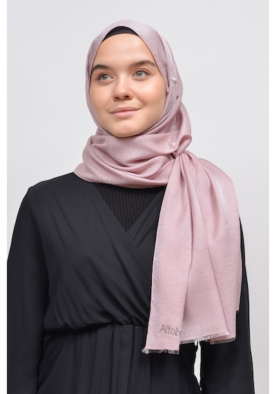 Altobeh Kadın Düz Renk Pırıltı Simli Tesettür Shawl Parlak Abiye Şal - Açık Pudra
