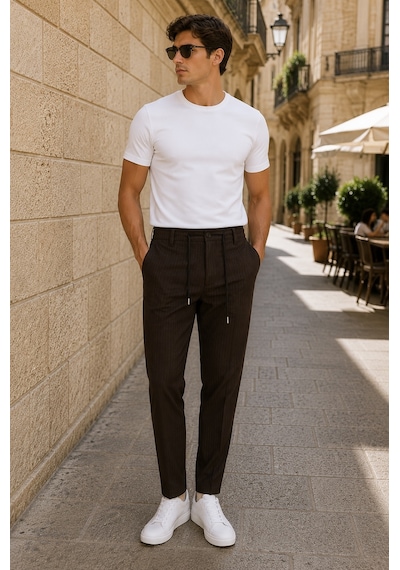 Danger Erkek Comfort Fit Kahverengi Çizgili Jogger Pantolon Esnek Kumaş 0247dngr Lacivert