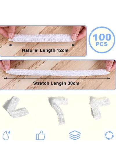 100 Lü Yeniden Kullanılabilir Elastik Plastik Kase Kapakları Şeffaf, 12x30 Cm, Hava Geçirmez Gıda Saklama Bonesi, Ev Ve Restoran İçin Beyaz - Çok Renkli