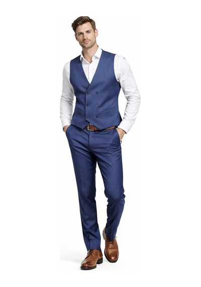 Suitmen Erkek Silim Fit Yelekli Çift Yırtmaçlı Takım Elbise Bgl-st05327 İndigo