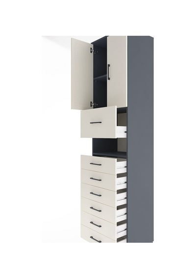Hyperion Dolap 2 Raflı 7 Çekmeceli 2 Kapaklı 60x44x243 Antrasit-aytaşı Antrasit
