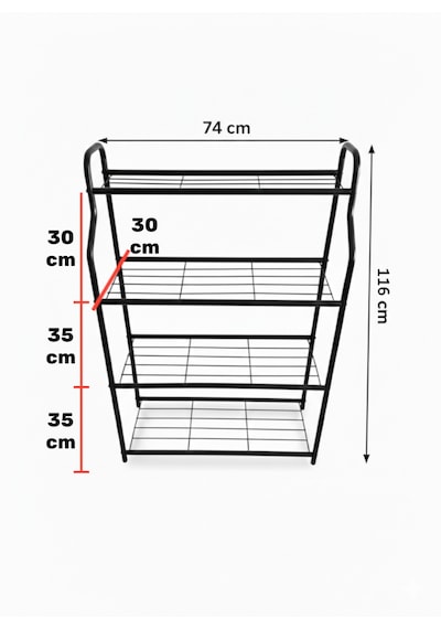 Modern Siyah 4 Katlı Metal Çiçeklik Standı: Çok Amaçlı Mutfak,kitaplık&dekoratif Lüks Stand Beyaz
