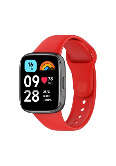 Xiaomi Redmi Watch 3 Active Uyumlu Kordon Ayarlanabilir Soft Yüzey Yumuşak Silikon Kayış Kırmızı