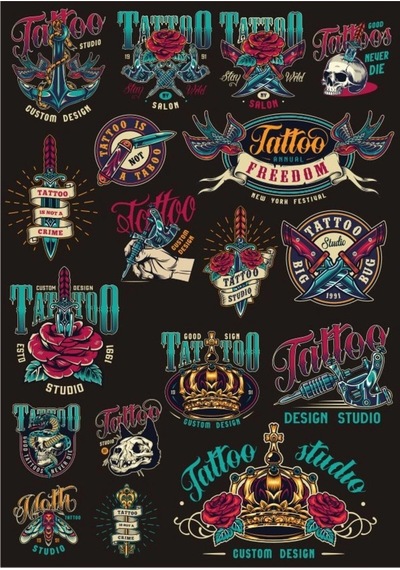 Tatto Temalı Sticker Set 10 Parça Telefon, Tablet, Defter, Laptop Sticker