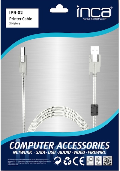 Inca Ipr-02 Usb 2.0 Printer Kablosu+Askili3Mt
