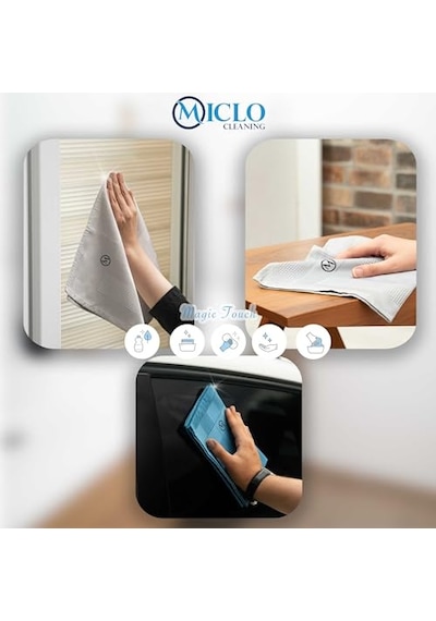 Mıclo Cleanıng Mikrofiber Temizlik Bezi 3'lü Set - Sihirli Bez Cam Ayna Bezi Dark Seri 30x40cm Açık Bej
